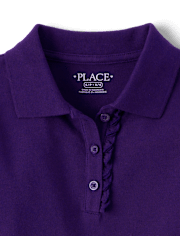 Girls Uniform Ruffle Soft Stretch Pique Polo
