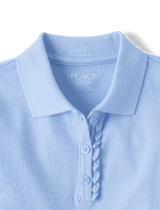 Girls Uniform Ruffle Soft Stretch Pique Polo
