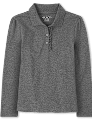 Polo de piqué con volantes de manga larga uniforme para niñas