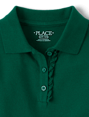 Polo en piqué d'uniforme à volants pour fille