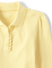 Polo de piqué con volantes de manga larga uniforme para niñas