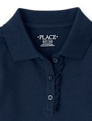 Girls Uniform Ruffle Soft Stretch Pique Polo