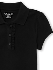 Girls Uniform Ruffle Soft Stretch Pique Polo