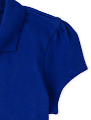 Girls Uniform Ruffle Soft Stretch Pique Polo