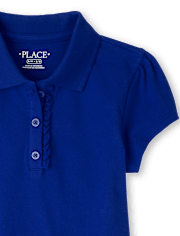 Girls Uniform Ruffle Soft Stretch Pique Polo