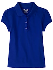 Girls Uniform Ruffle Soft Stretch Pique Polo