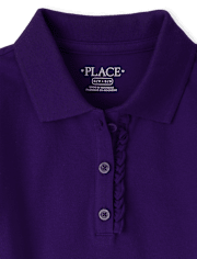 Girls Uniform Ruffle Soft Stretch Pique Polo