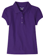 Polo de piqué con volantes de uniforme para niñas