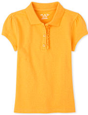 Polo de piqué con volantes de uniforme para niñas