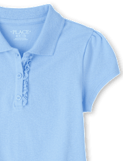 Polo en piqué d'uniforme à volants pour fille