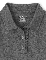 Polo en piqué d'uniforme à volants pour fille