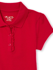 Polo de piqué con volantes de uniforme para niñas
