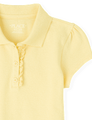 Girls Uniform Ruffle Soft Stretch Pique Polo