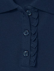 Polo en piqué d'uniforme à volants pour fille
