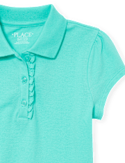 Girls Uniform Ruffle Soft Stretch Pique Polo
