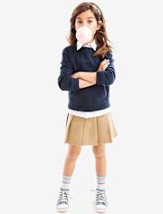 Girls Uniform Stretch Pleated Skort - Slim