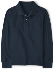 Boys Uniform Long Sleeve Pique Polo | The Children's Place - NAUTICO