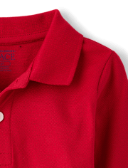 Polo de piqué de manga larga uniforme para bebés y niños pequeños