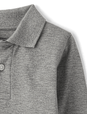 Polo de piqué de manga larga uniforme para bebés y niños pequeños