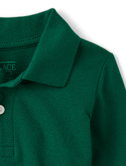 Polo de piqué de manga larga uniforme para bebés y niños pequeños
