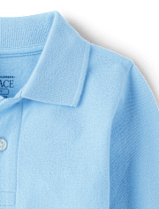 Polo de piqué de manga larga uniforme para bebés y niños pequeños