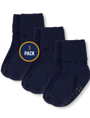 Paquete de 3 calcetines unisex para bebés y niños pequeños con triple rollo