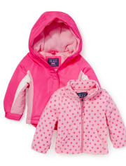 Toddler Girls Colorblock Hooded 3 In 1 Jacket