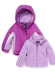 Toddler Girls Colorblock Hooded 3 In 1 Jacket