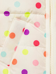 Chaleco acolchado ligero con lunares para niñas pequeñas