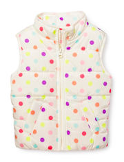Chaleco acolchado ligero con lunares para niñas pequeñas
