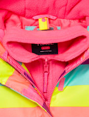 Toddler Girls Rainbow Striped Hooded 3 In 1 Jacket