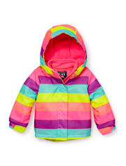 Toddler Girls Rainbow Striped Hooded 3 In 1 Jacket