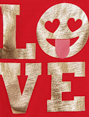 Toddler Girls 'LOVE' Emoji Foil Graphic Tee