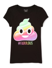 Girls Glitter 'Fabulous' Swirl Emoji Graphic Tee
