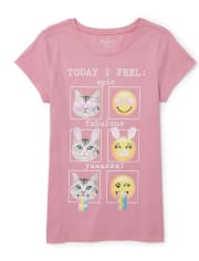 Girls 'Today I Feel: Epic Fabulous Yaaasss!' Emoji Graphic Tee