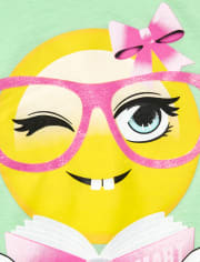 Camiseta con gráfico de emoji de lectura "Smart Is the New Cool" para niñas