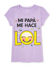 Girls Glitter 'Mi Papa Me Hace LOL' Graphic Tee
