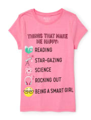 Girls Glitter 'Things That Make Me Happy' List Neon Graphic Tee