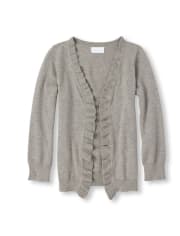 Girls Open Front Ruffle Cardigan