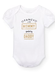 Baby Girls Glitter 'Fancy Like Mommy Spoiled By Daddy' Graphic Bodysuit