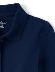 Vestido polo de piqué de manga larga uniforme para niñas