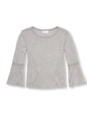 Girls Long Bell Sleeve Lightweight Sweater Top