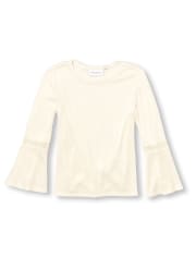 Girls Long Bell Sleeve Lightweight Sweater Top