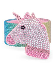 Girls Rhinestud Unicorn Glitter Rainbow Slap Bracelet
