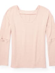 Girls Active Long Elbow Sleeve Embellished Graphic Lightweight Sweater Top