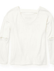 Suéter ligero con gráfico adornado de manga larga al codo para niñas Active