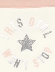 Toddler Girls Long Striped Sleeve Embellished 'This Girl Won't Stop' Fleece Top And Leggings Set