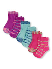 Paquete de 6 pares de calcetines midi supersuaves Space Dye para niñas pequeñas
