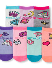 Pack de 7 calcetines a media pierna con icono de los días de la semana para niñas pequeñas
