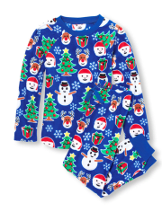 Unisex Kids Christmas Top And Pants Glacier Fleece Pajamas